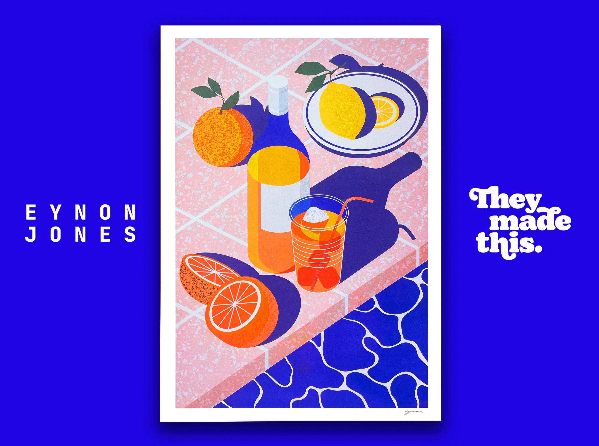 Poolside Drinks - Risograph