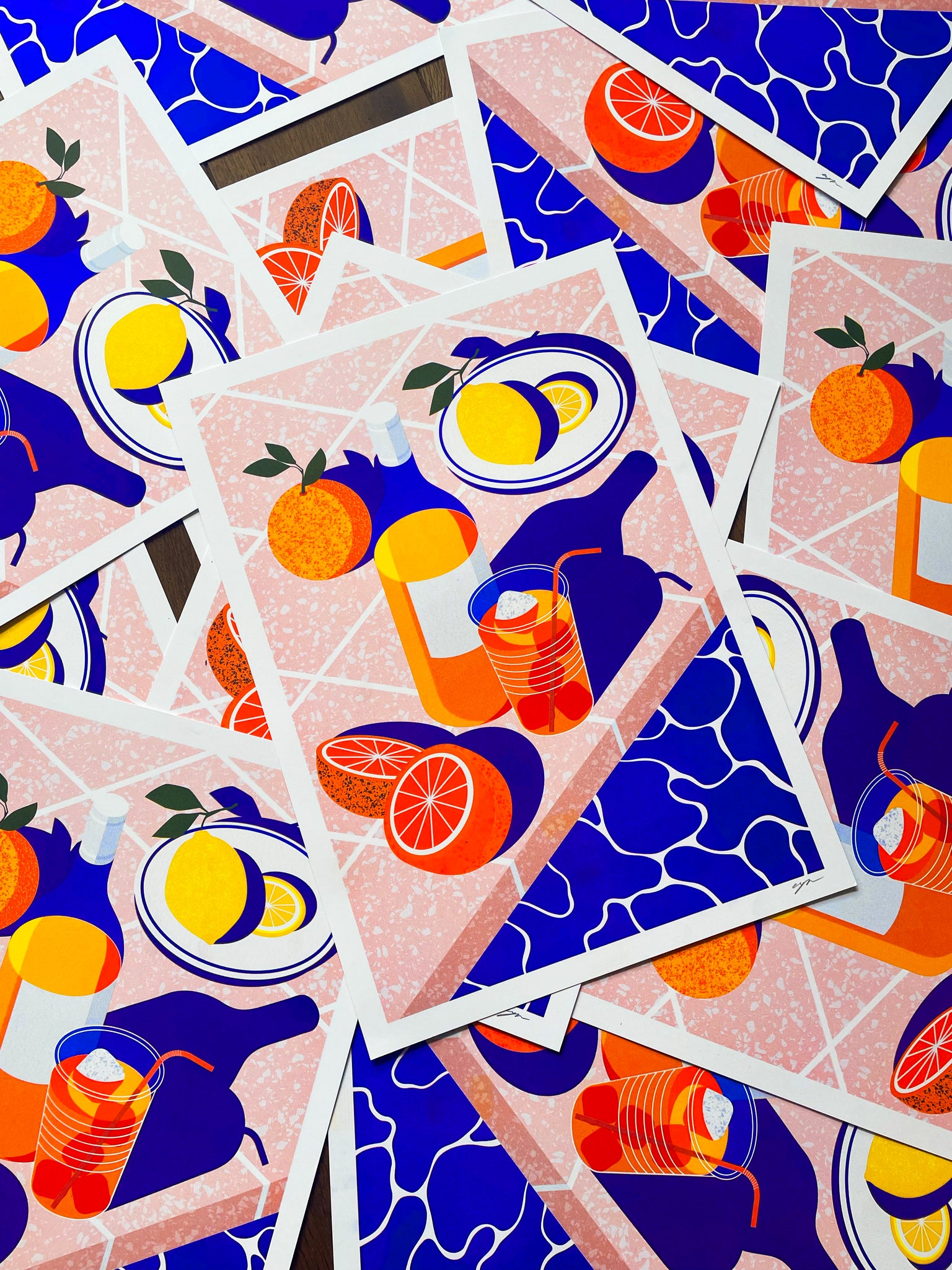 Poolside Drinks - Risograph