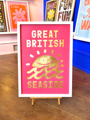 GREAT BRITISH SEASIDE (pink screen print)