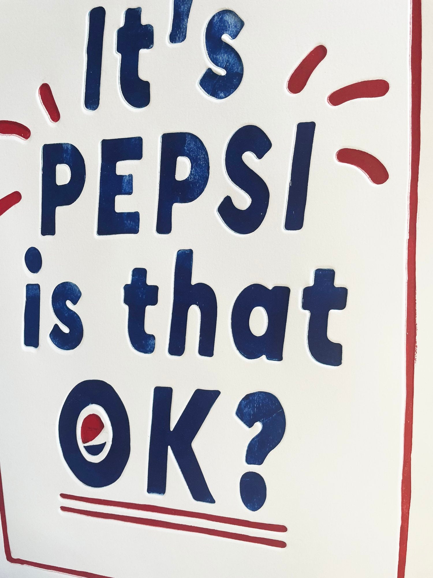 Pepsi woodcut print