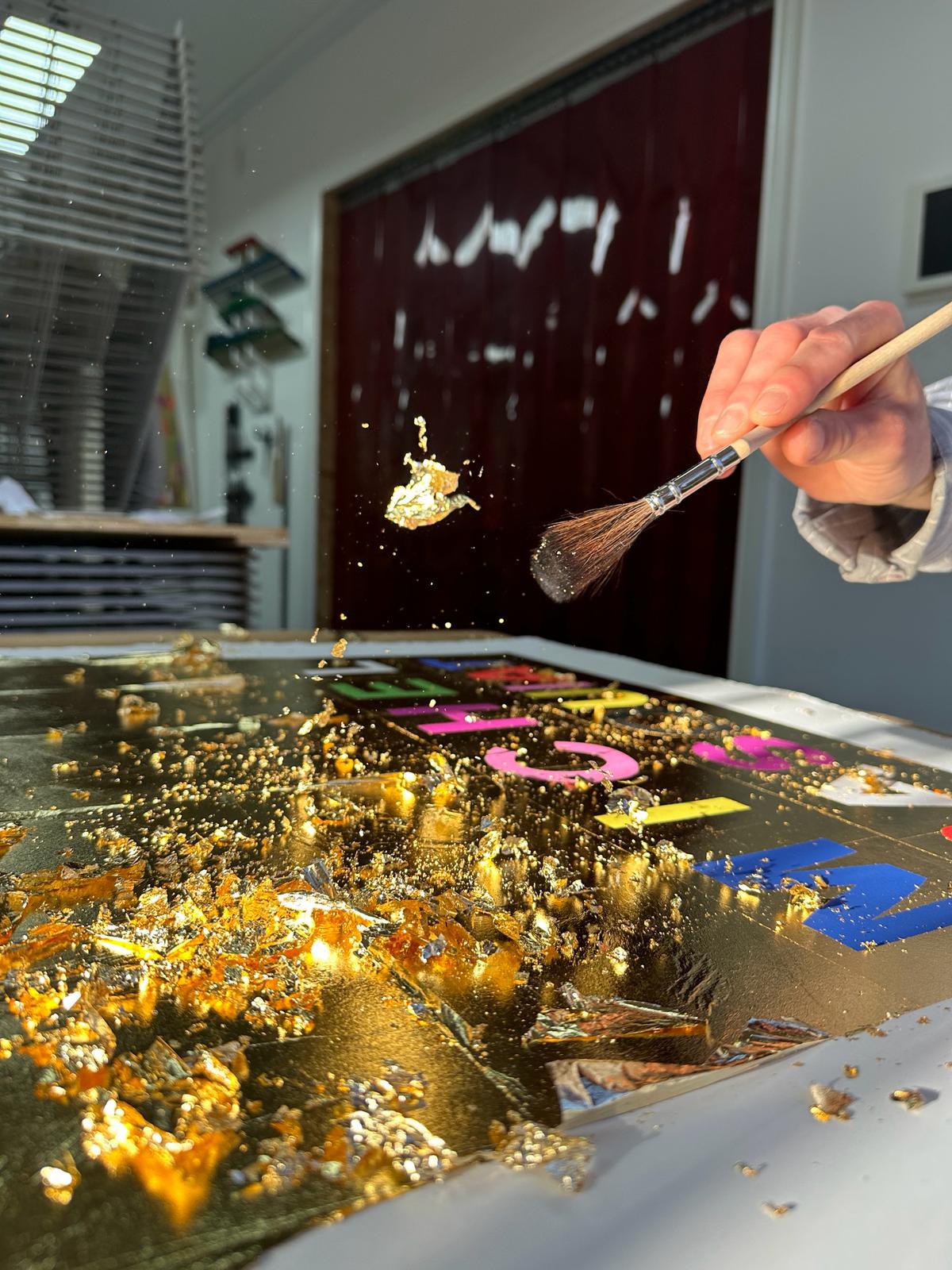 You be Andy Warhol I'll be Jean-Michel Basquiat (Gold leaf)