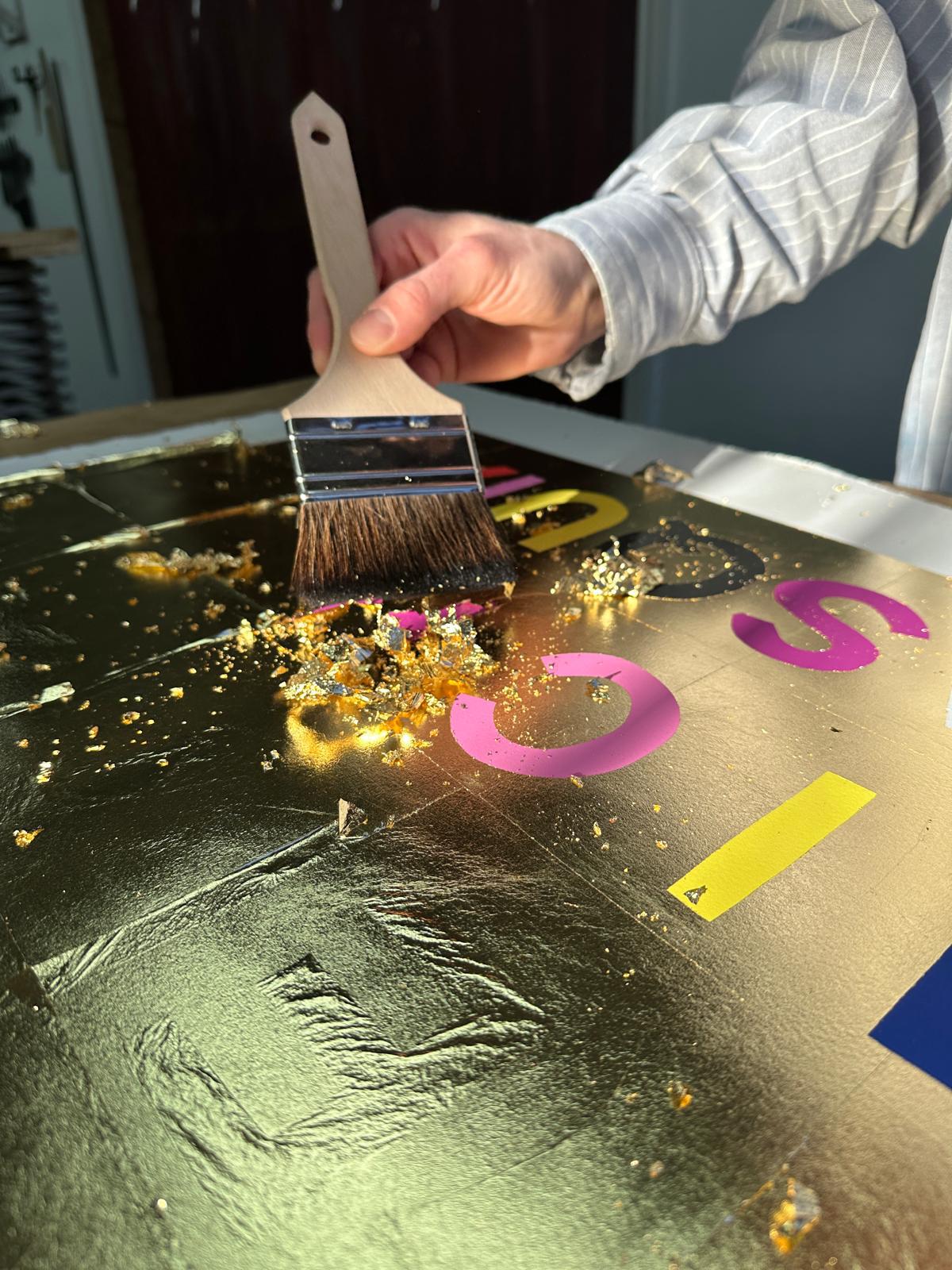 You be Andy Warhol I'll be Jean-Michel Basquiat (Gold leaf)