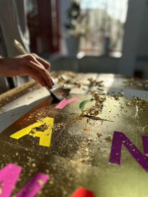 You be Andy Warhol I'll be Jean-Michel Basquiat (Gold leaf)