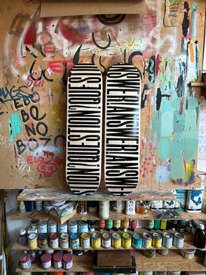 Anthony Burrill - A pair of skateboards 'Question/Answer'