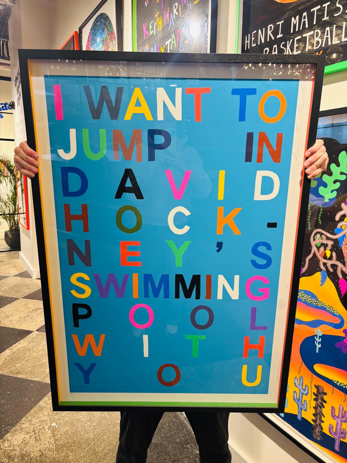 I want to jump in David Hockey's swimming pool with you - original painting